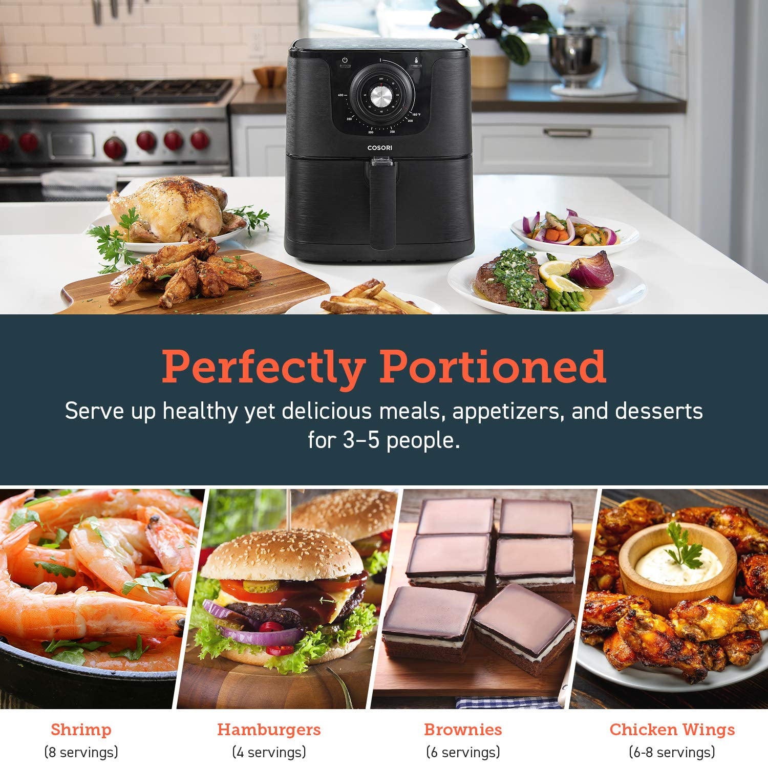 Cosori Co158 Af Air Fryer Max Xl 5 8 Quart 1700 Watt Electric Walmart Com Walmart Com