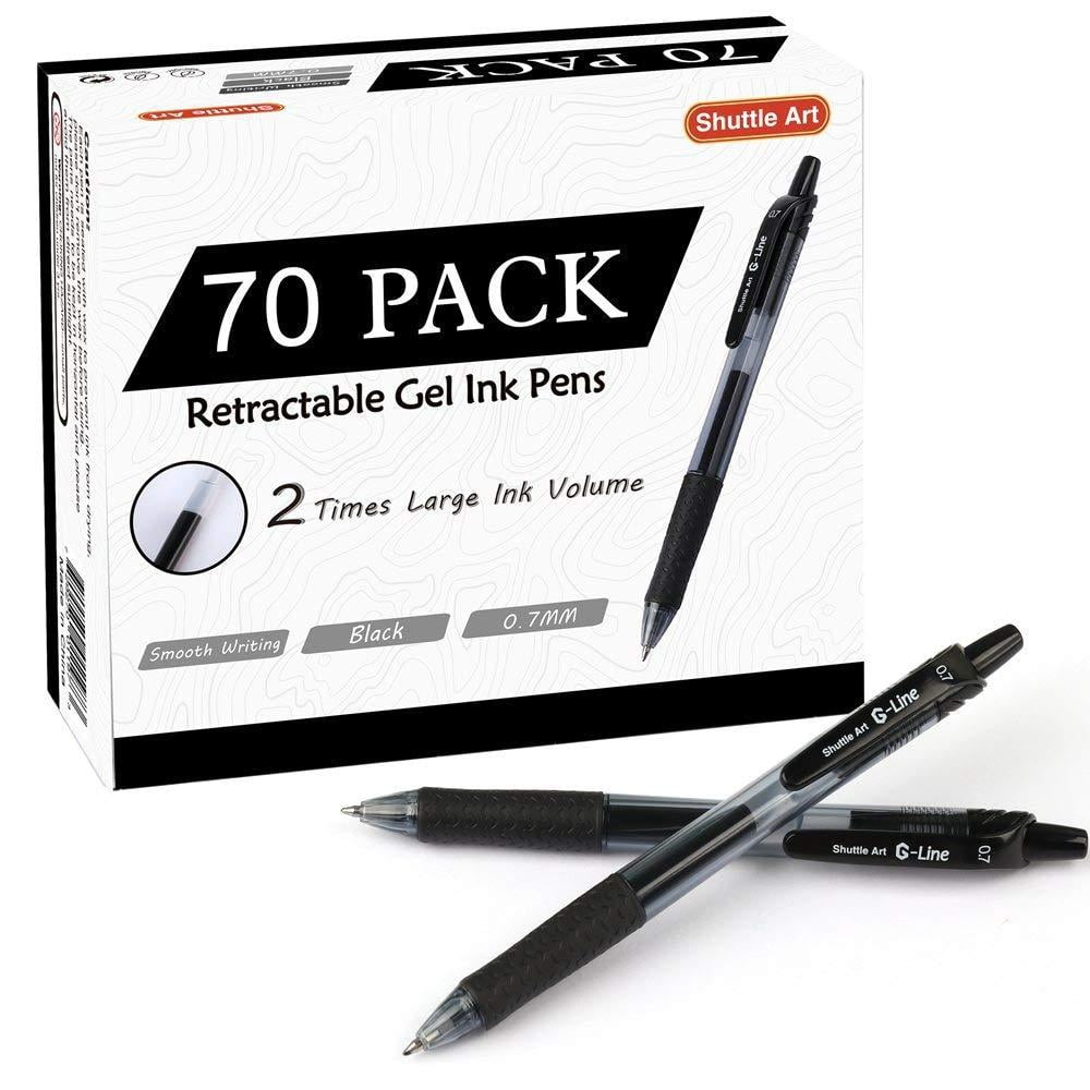 Black Gel Pens 70 Pack Shuttle Art Retractable Medium Point Rollerball Gel Ink Pens Smooth Writing With Comfortable Grip For Office School Home Work Walmart Com