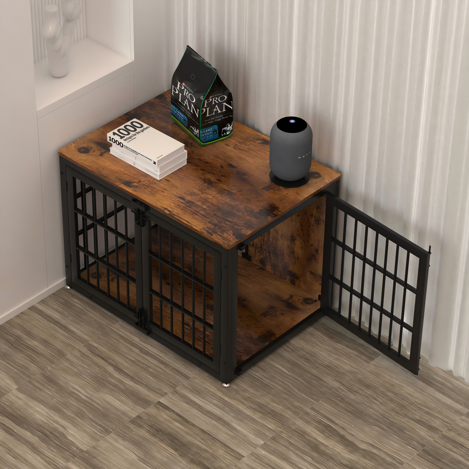 40'' Heavy Duty Dog Crate Furniture with 3 Doors,Wooden Side End Table Indoor Combination Dog Cage For Small to Medium Dog Extra-Large