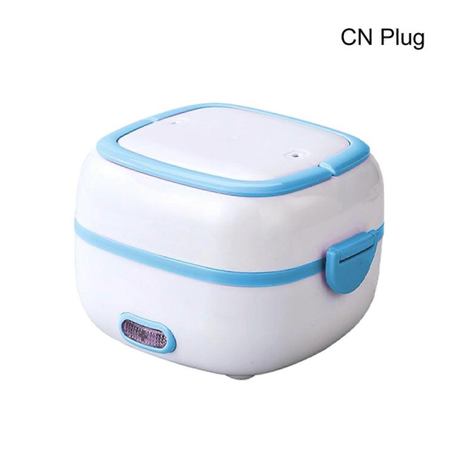 Electric Lunch Box Food Heater Warmer Double Layer Large Capacity Portable for School OfficeBlue PP Plastic Inner Container