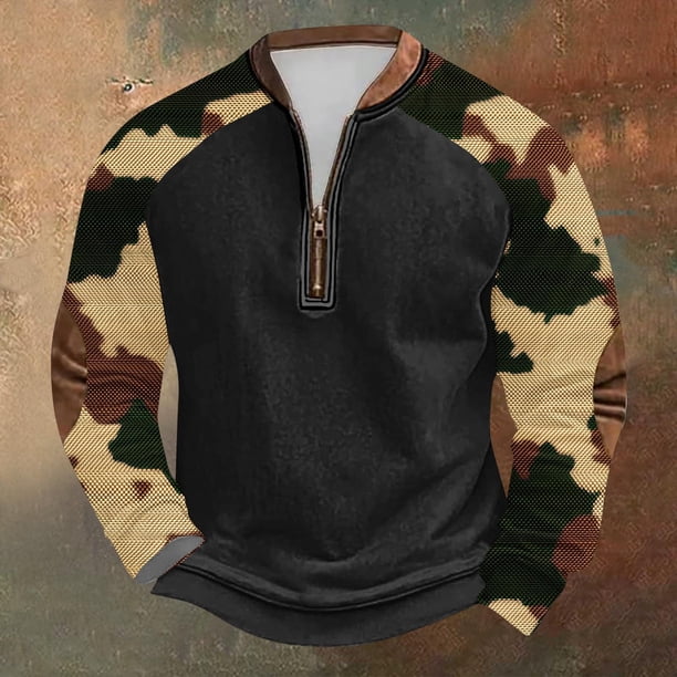 Blusas y camisas de manga larga con cuello redondo Sudadera con capucha de cuello redondo para hombre Jersey estampado Top de manga larga Blusa de poliéster para hombre