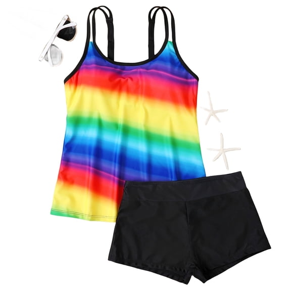 Women's Plus Size Bikini Set Printed Camisole Two Piece Sexy Swimsuit for Beach Vacation Summer,Blue,L