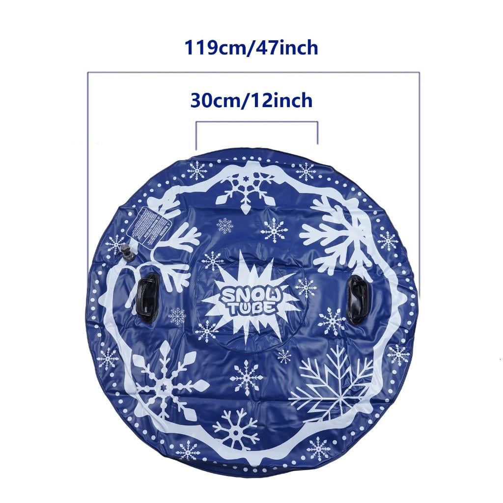 Osdhezcn Inflatable Winter Sledding Disc 47Inch Diameter With Reinforced Grab Cables Permanent Snow Tube For Ski Inclines And Snow Reserves