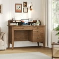 thumbnail image 3 of Homfa 47 in Computer Desk, Home Office Writing Table with 4 Drawers & Hutch Shelf, Rustic Brown, 3 of 8