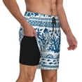 thumbnail image 2 of Yiaed Sea Underwater Jellyfish Print Mens Swim Trunks Bathing Suit Compression Liner Beach Swim Shorts Swimwear Quick Dry Zipper Pocket No-Chafing Board Short-Medium, 2 of 6