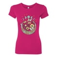 thumbnail image 2 of Wild Bobby I Only Told The Moon, Moon Phases Daisies and Butterflies Vintage Women Slim Fit Junior Tee, Raspberry, Small, 2 of 6