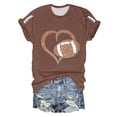 thumbnail image 3 of Graphic Tees for Women T-Shirts Feminine Bow Football Print Comfort Round Neck Tee for Everyday Wear Blue L, 3 of 3