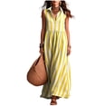 thumbnail image 3 of Women's Casual Sleeveless Lapel Striped Dress with Pockets, Lightweight Fashion, 3 of 5