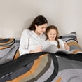 thumbnail image 5 of Feelyou Adult Abstract Geometric Queen Comforter Set, Mid Century Minimalism Bedding Sets, Grey Orange Stripes Reversible Bedding Comforter Set, Microfiber Bedroom Decor, 3 Pieces, 5 of 8