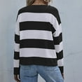 thumbnail image 5 of YUGYXL Womens Fall Striped Sweaters Long Sleeve Crew Neck Shirts Ribbed Knit Color Block Lightweight Pullover Sweater Top Black M, 5 of 6
