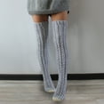 thumbnail image 2 of DQRPSEETB Women's Cable Knitted Thigh High Boot Socks Extra Long Winter Stockings Over Knee Leg Warmers Knee High Stockings,Work Socks Grey, 2 of 3
