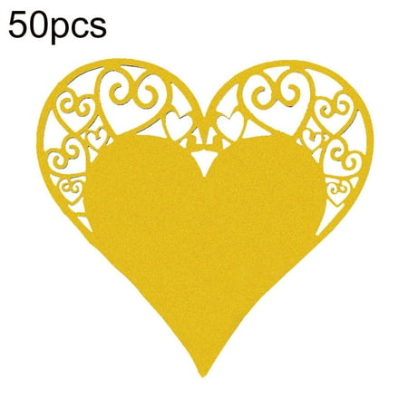 

50Pcs Hollow Heart Shaped Wine Glass Cup Table Name Cards Wedding Party Decor