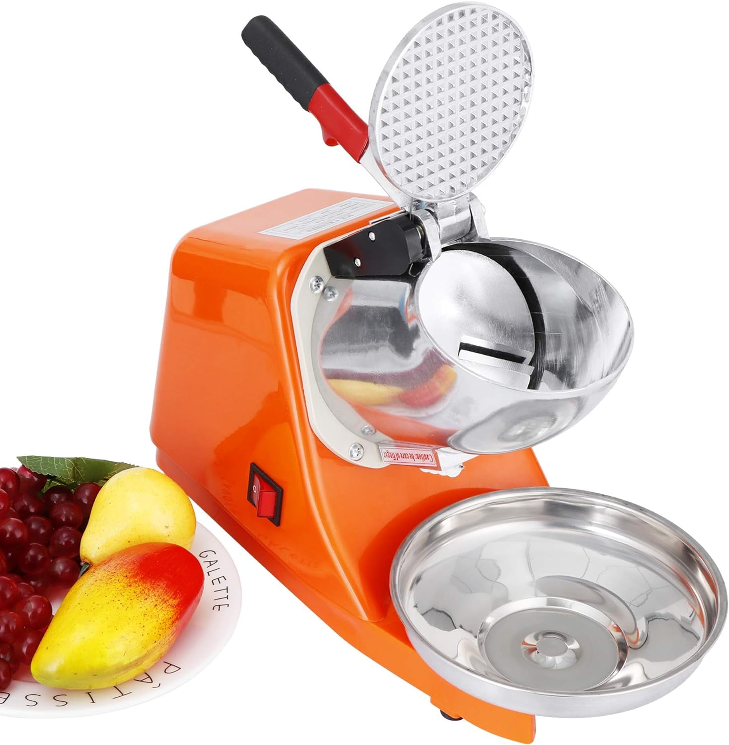 Electric Ice Shaver Machine Snow Cone Maker 300W 2000r/min Ice Crushers w/Stainless Steel Blade for Home and Commercial Use, Set of 1