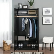 Prepac Elite Armoire Armoir Wardrobe Closet - Black 32W x 35H x 20D Cabinet for Functional Clothes Storage with Hanging Rail - BEW-3264