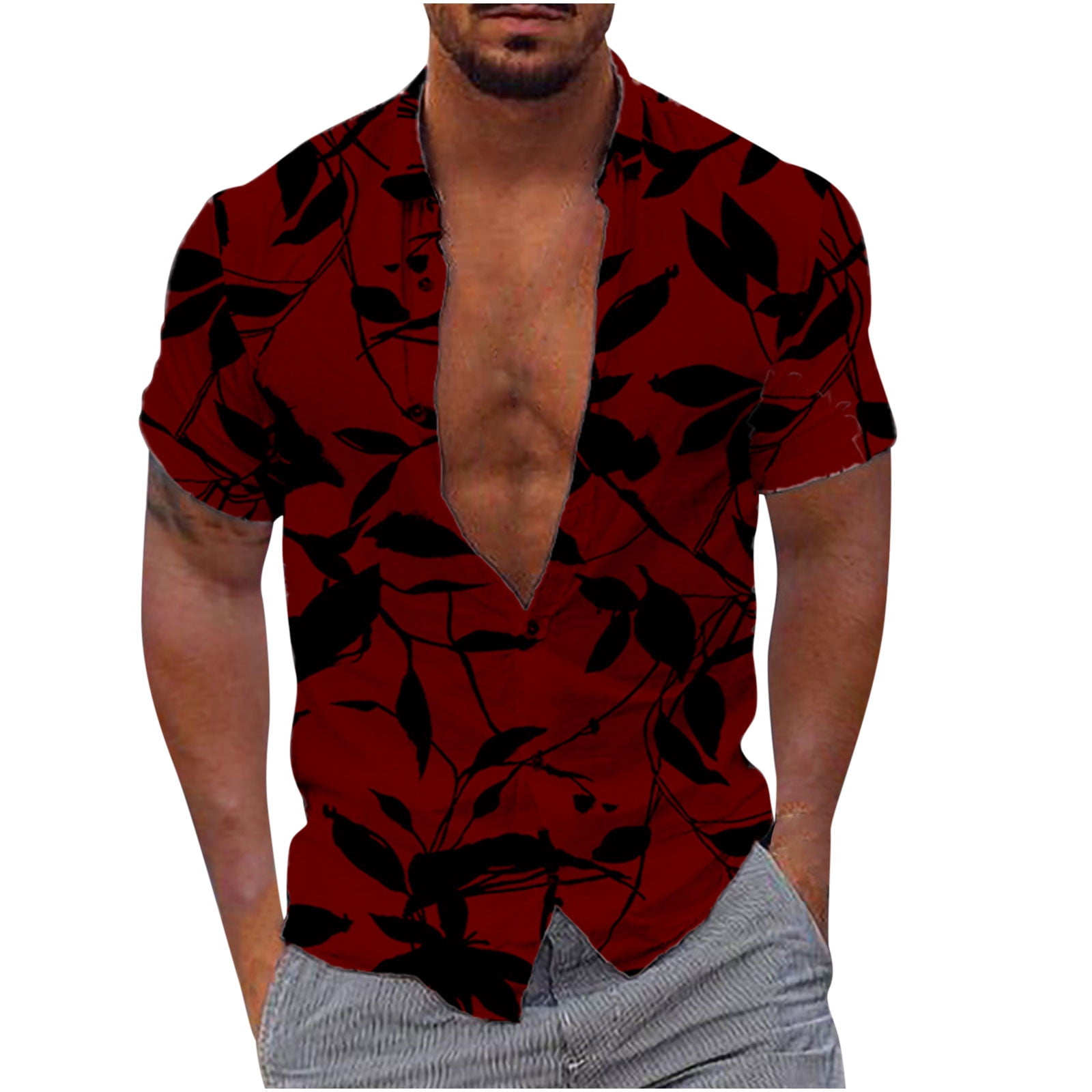 Floral Hawaiian Shirt for Men Short Sleeve Button up Summer Casual Tropical  Beach Shirts at  Men’s Clothing store