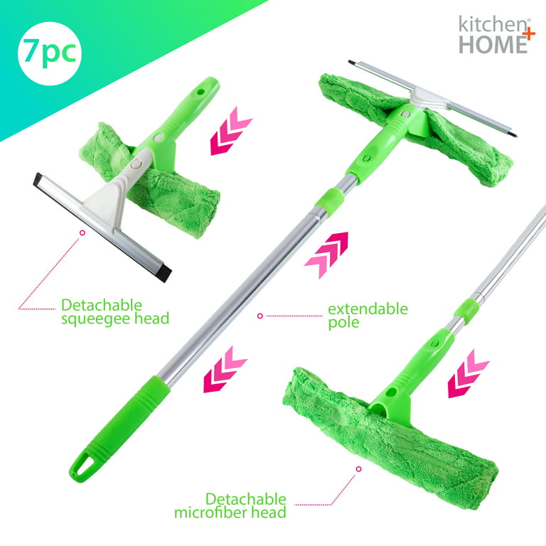 Super Squeegee 3 in 1 Professional Window Cleaning Kit - 2 Piece Set with Extension Pole for Windows, Glass, Auto and More (sc-113g)