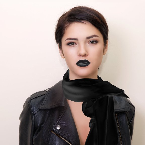 HOOWIFFY Black Polyester Neck Scarf for Women's Fashionable Head Scarf Stylish Accessory for Decoration Large Size