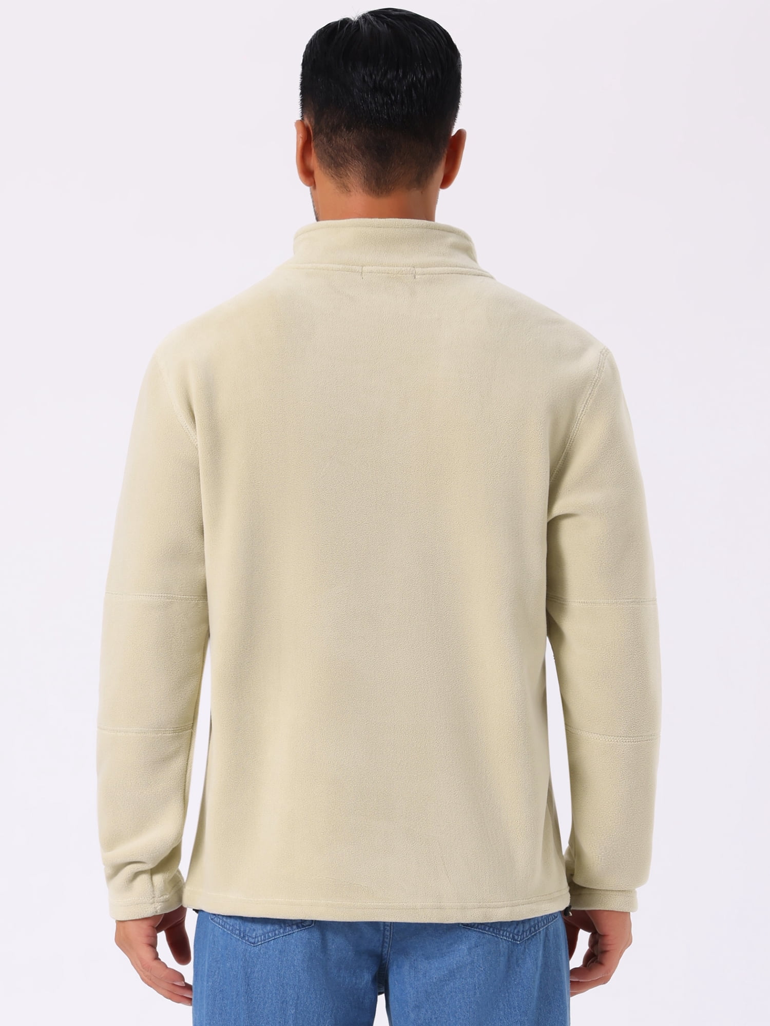 DARING DIVA Men's Solid Stand Collar Half-Zip Long Sleeve Fleece Sweatshirt S Khaki