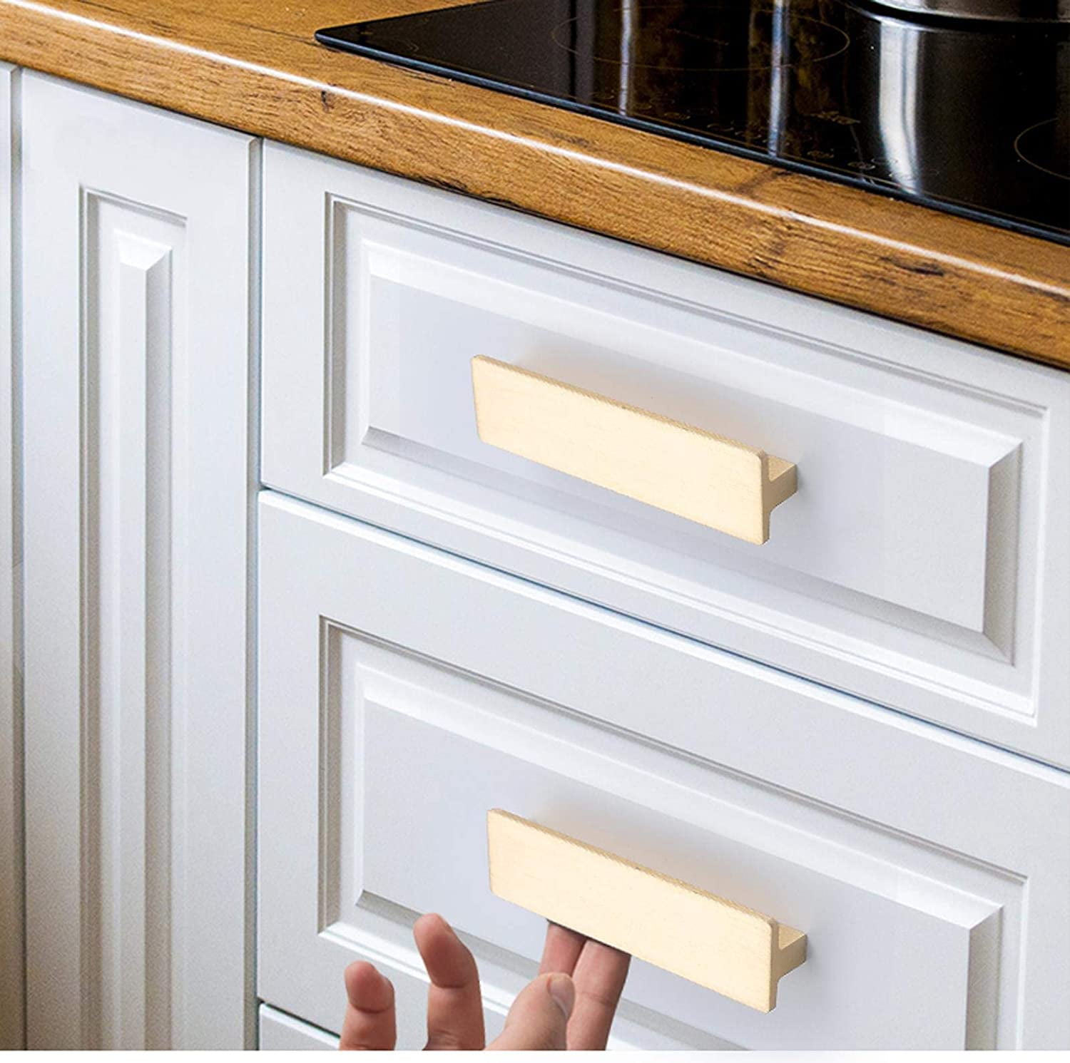 Gamvdout 2X Kitchen Cupboard Door Handles Chest of Drawers Golden Cabinet Pulls T Bar Cabinet Handles Kitchen Handles Drawer Pulls Hardware Parts