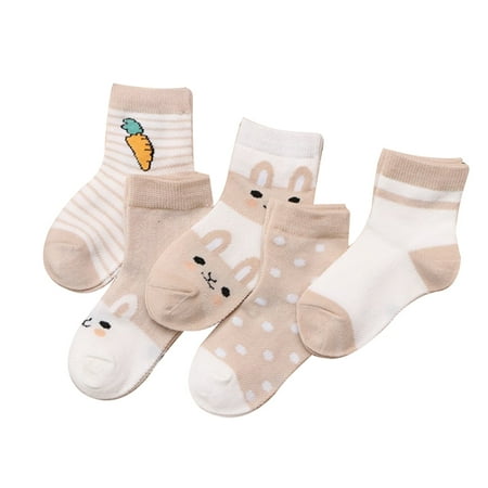 

Wanwan 5 Pairs Boys Girls Baby Summer Cartoon Cotton Mesh Breathable Middle Tube Socks