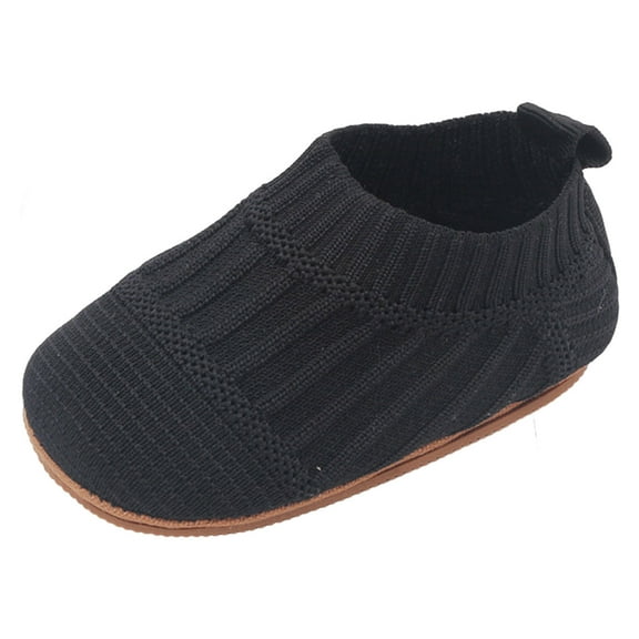 WEIYLL Boys Girls Shoes Summer Flat Bottom Lightweight Fly Woven Mesh Solid Color Black Baby Sneakers 0-6 Months