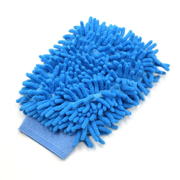 Unique Bargains Universal Protective Chenille Car Wash Glove Anti Scratch for Homework Auto Vehicle Blue