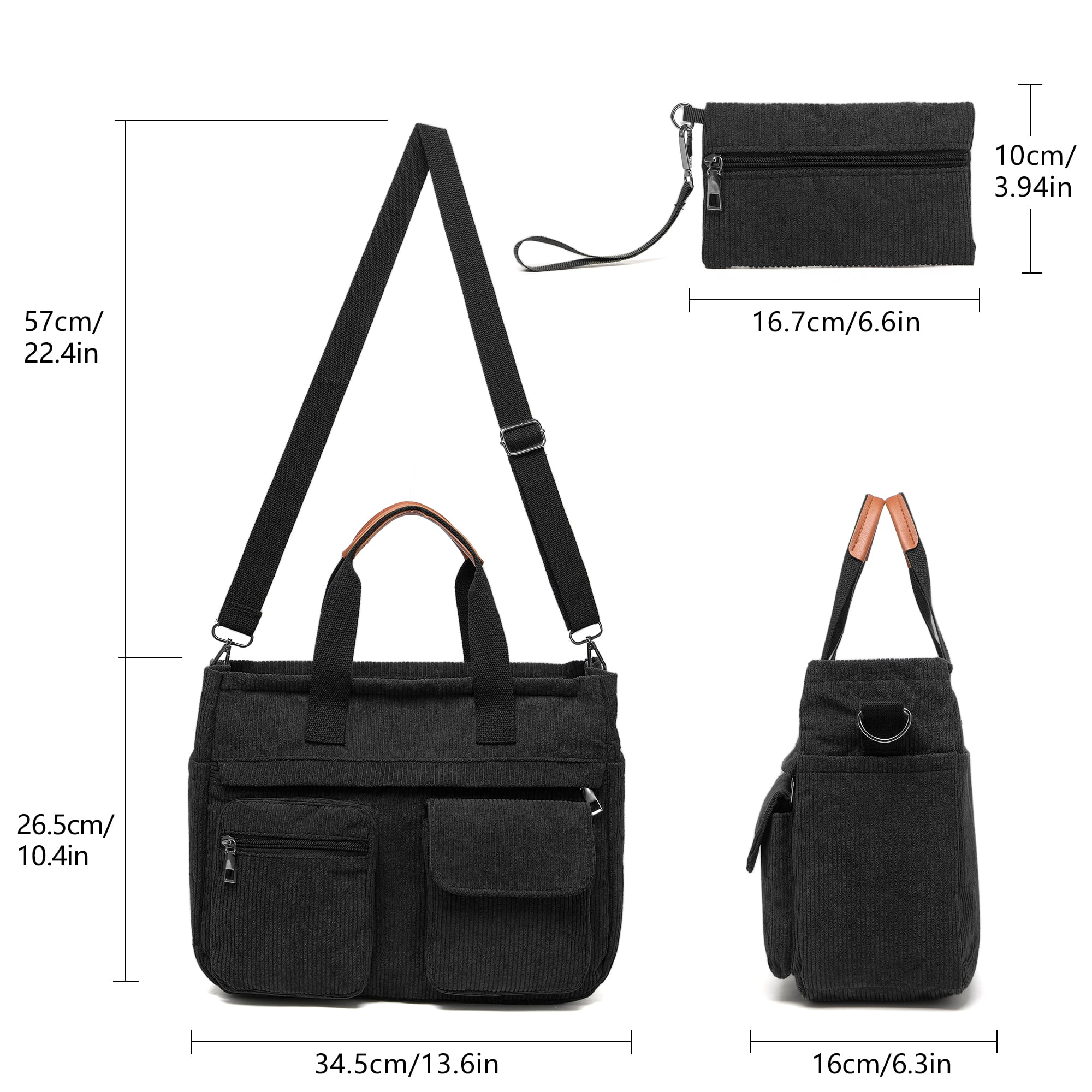 2-Piece Women's Corduroy Bag Set: Stylish Laptop Tote + Multi-Functional Crossbody Bag – Large-Capacity Work/Travel/Gym Bag