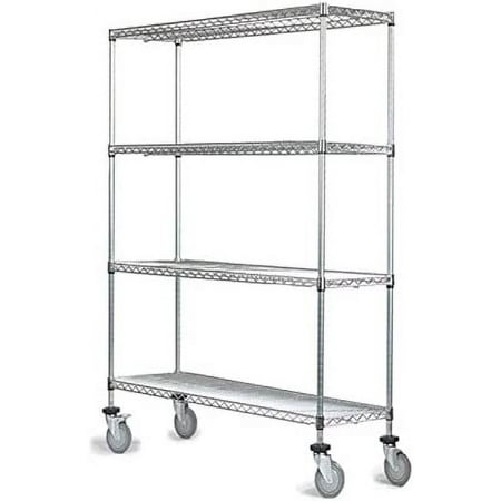 

30 Deep x 36 Wide x 48 High 4 Tier Gray Wire Shelf Truck with 1200 lb Capacity