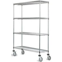 21" Deep x 36" Wide x 69" High 4 Tier Chrome Wire Shelf Truck with 1200 lb Capacity