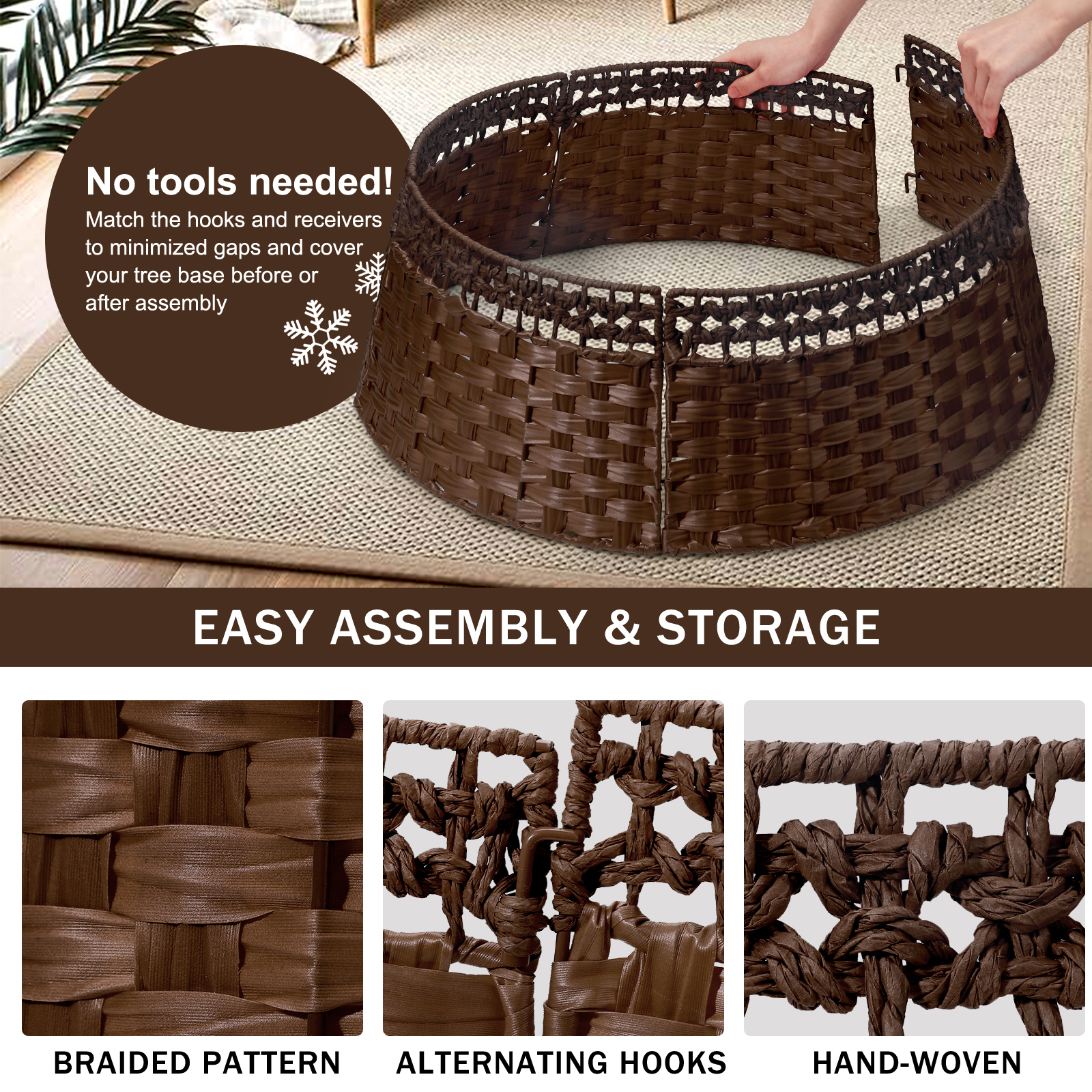 Ayieyill 26-Inch Handmade Woven Christmas Tree Collar photo 3