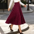 thumbnail image 6 of Yertdoel Plaid Maxi Skirts for Women High Waist Vintage A‑Line Long Skirt Fall Winter Trendy Casual Skirt with Pockets, S-3XL, 6 of 10