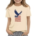 thumbnail image 2 of SGFCWSX Girls T-Shirts Kids Patriotic Casual Short Sleeve American Flag Print Graphic Tops Khaki Size 4-5 Years, 2 of 5