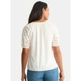 thumbnail image 5 of Time and Tru Women's Eyelet Top with Puff Sleeves, Sizes XS-XXXL, 5 of 5