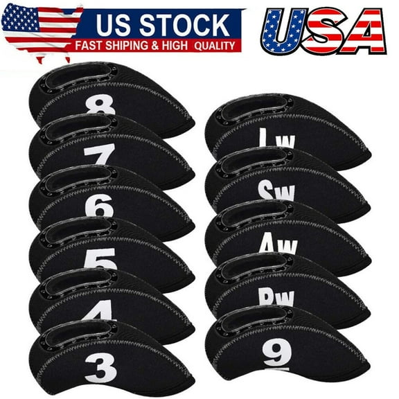 Golf Iron Head Covers 11Pcs Neoprene Golf Club Protector Flexible,Window,Number