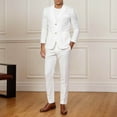 thumbnail image 2 of Fgnfyis Men's Casual Suit Suit Solid Colour Texture Classic Fashion Linen Men's Suit Jacket Suit Trousers Suit for Men Set White S, 2 of 9