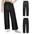 thumbnail image 3 of Aislor Girls Glitter Rhinestone Sequin Sheer Mesh Wide Leg Pants Modern Figure Skating Jazz Dance Pants Black 8, 3 of 7