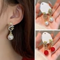 thumbnail image 2 of Mightlink 1 Pair Chinese Style Vintage Earrings Dragon Dangle Earrings Faux Pearl New Year Earrings Jewelry Gift, 2 of 7