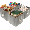 thumbnail image 4 of Simple Houseware Lot de 4 Bacs de Rangement avec Poignées Tressées Gris, 4 of 5