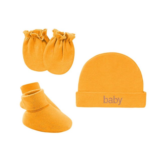 Gorro de bebé de una sola capa, europeo y americano, para recién nacidos, guantes antiarañazos, funda para pies, gorro para bebé, funda para pies