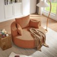 thumbnail image 4 of CASEMIOL 360° Swivel Accent Chair for Living Room, Modern Accent Chairs with 3 Removable Pillows, Round Barrel Sofa Chair with 36.5" Seat Depth, Comfy Reading Chair, Orange Red, 4 of 10