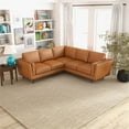 thumbnail image 4 of Timbukto Tan Leather Modern Living Room Symmetrical Corner Sectional Sofa, 4 of 7