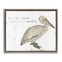Stupell Industries Funny Pelican Beach Phrase Pun Typography Painting Brown Floater Framed Canvas Art Print Wall Art, 31 x 25