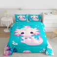 thumbnail image 2 of Homewish Cartoon Axolotl 3 Pieces Queen Comforter Set for Preppy Child,Pink Blue Ultra Soft Bedding Sets,Kawaii Animal Salamander Bedding Comforter Set Breathable,Lightweight Room Decor, 2 of 8