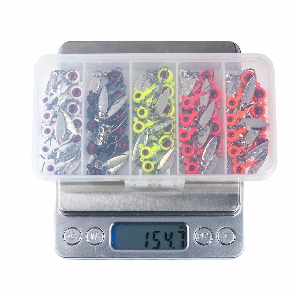 50pcs/box Spoon Lead Jig Head Fishing Hooks Crappie Lure Bait Kit Tackle Set USA