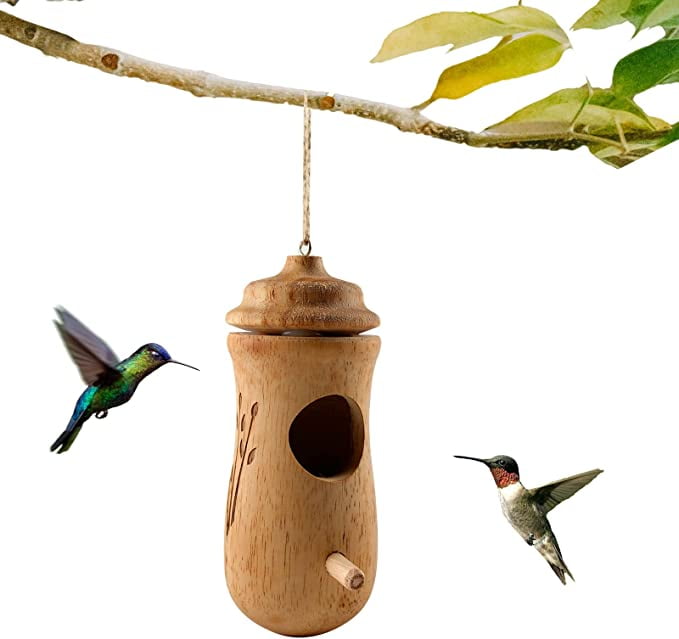 Wooden Hummingbird House for Outside Hanging,Nesting
