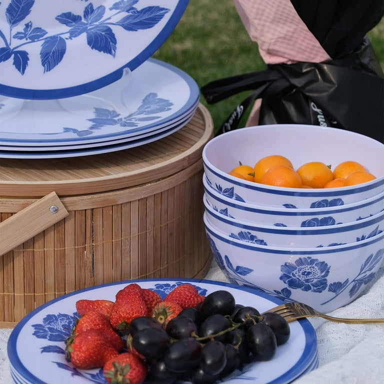 Zayton 12-Piece Melamine Dinnerware Set, Blue photo 7