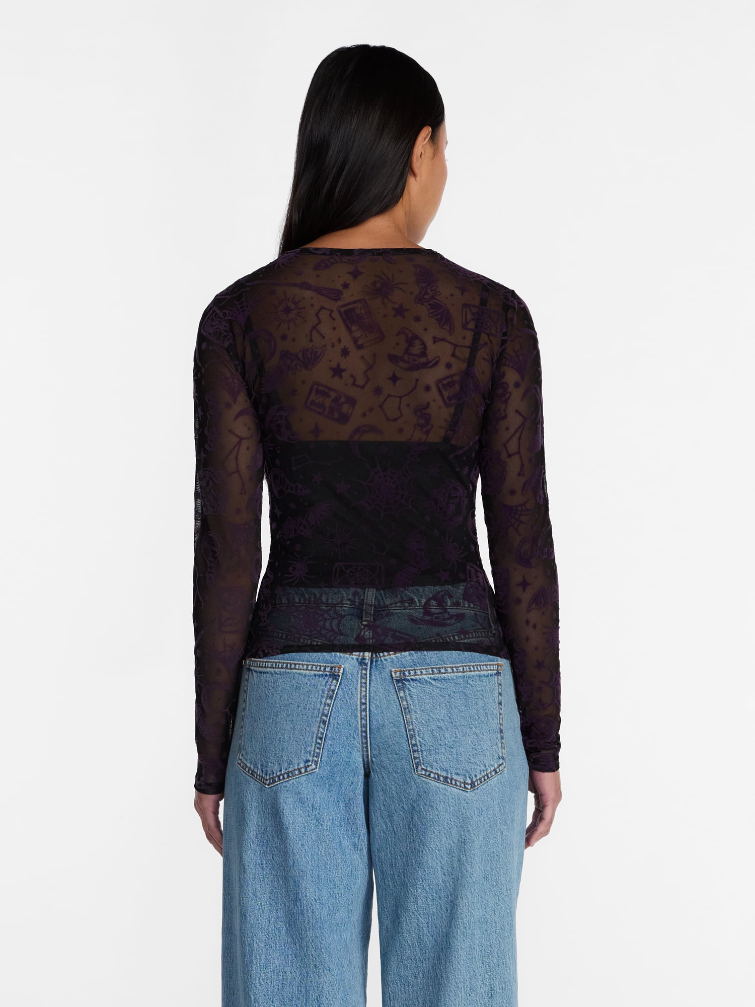 Halloween Women's Mesh Top with Cropped Cami, Sizes XXS-XXL