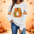 thumbnail image 5 of Ynynloco Women's Pumpkin Graphic with Bow Sweatshirts Crewneck Casual Fall Long Sleeve Tops, 5 of 7