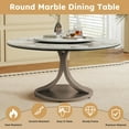 thumbnail image 6 of Montary 9 Piece Modern Dining Table Set of 8, Round 59" D Faux Marble Dining Table with Lazy Susan, Sintered Stone Top and Stainless Steel Double C Base Dining Room Table with 8 Dining Chairs, 6 of 8