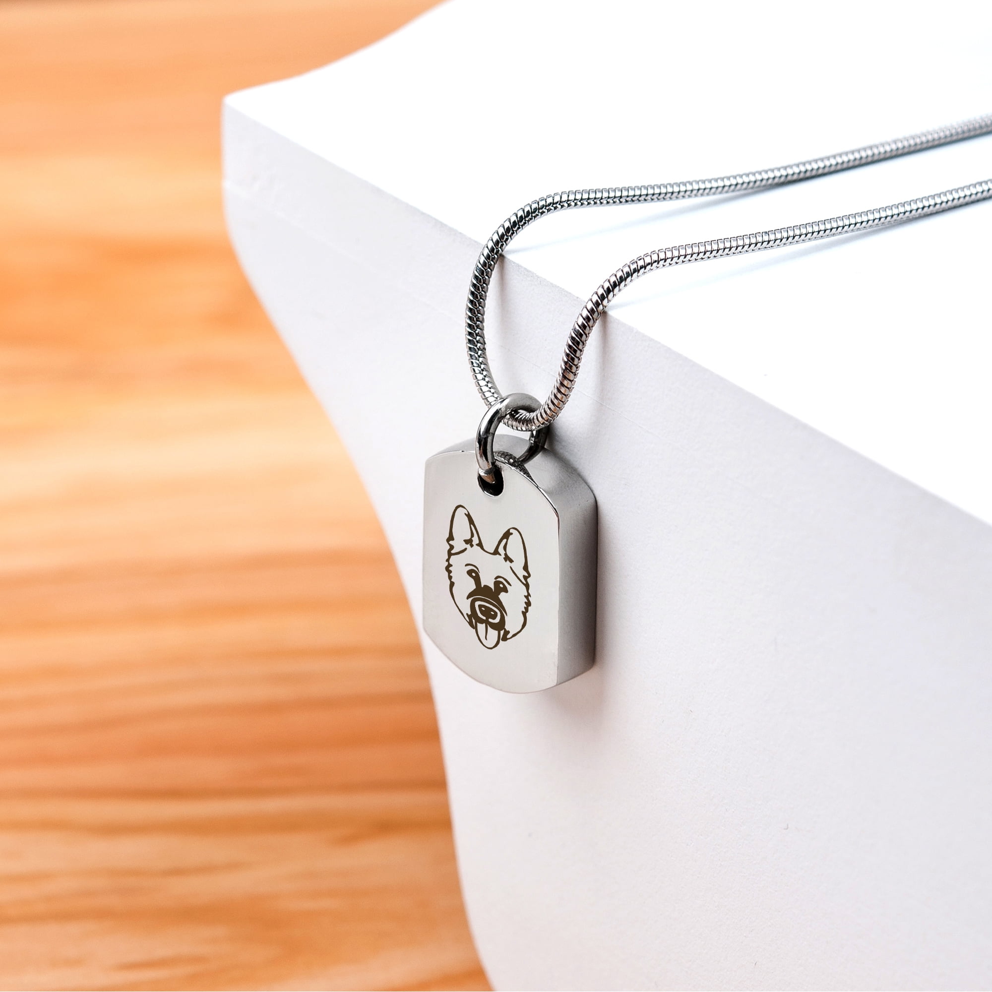 Anavia German Shepherd Dog Tag Memorial Necklace for Ashes, Pet Urn Necklace, Ashes Necklace, Cremation Necklace, Cremation Jewelry, Keepsake Ashes, Pet Memorial Jewelry, With Funnel Kit